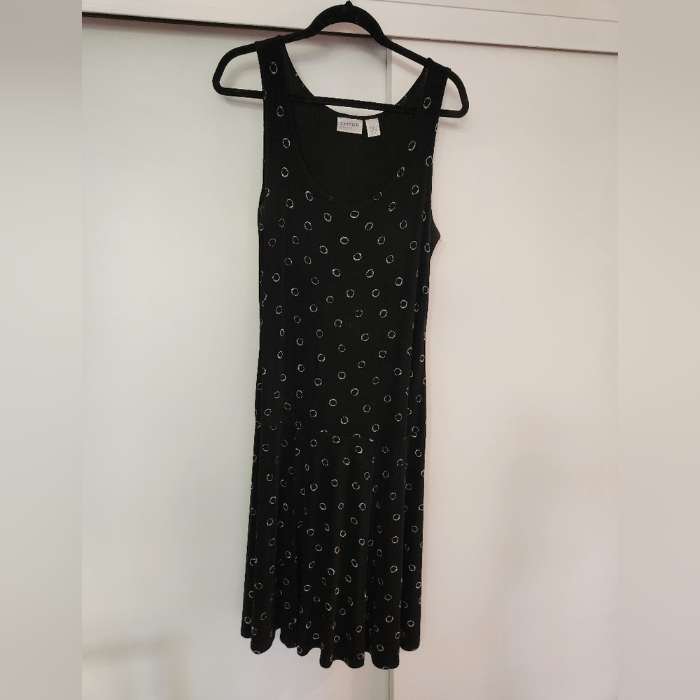 Chicos Traveler Dress Black and White Print Size 1